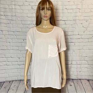 NWT New Tina + Jo Pink Short Sleeve Hi-Low Top Size S